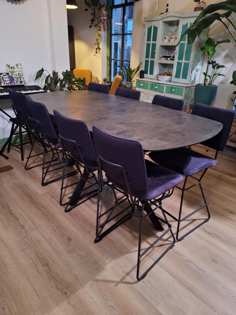 Xooon bartafel met 8 barstoelen - 200x105x92 CM, Ophalen, Gebruikt, 100 tot 150 cm, Vijf personen of meer