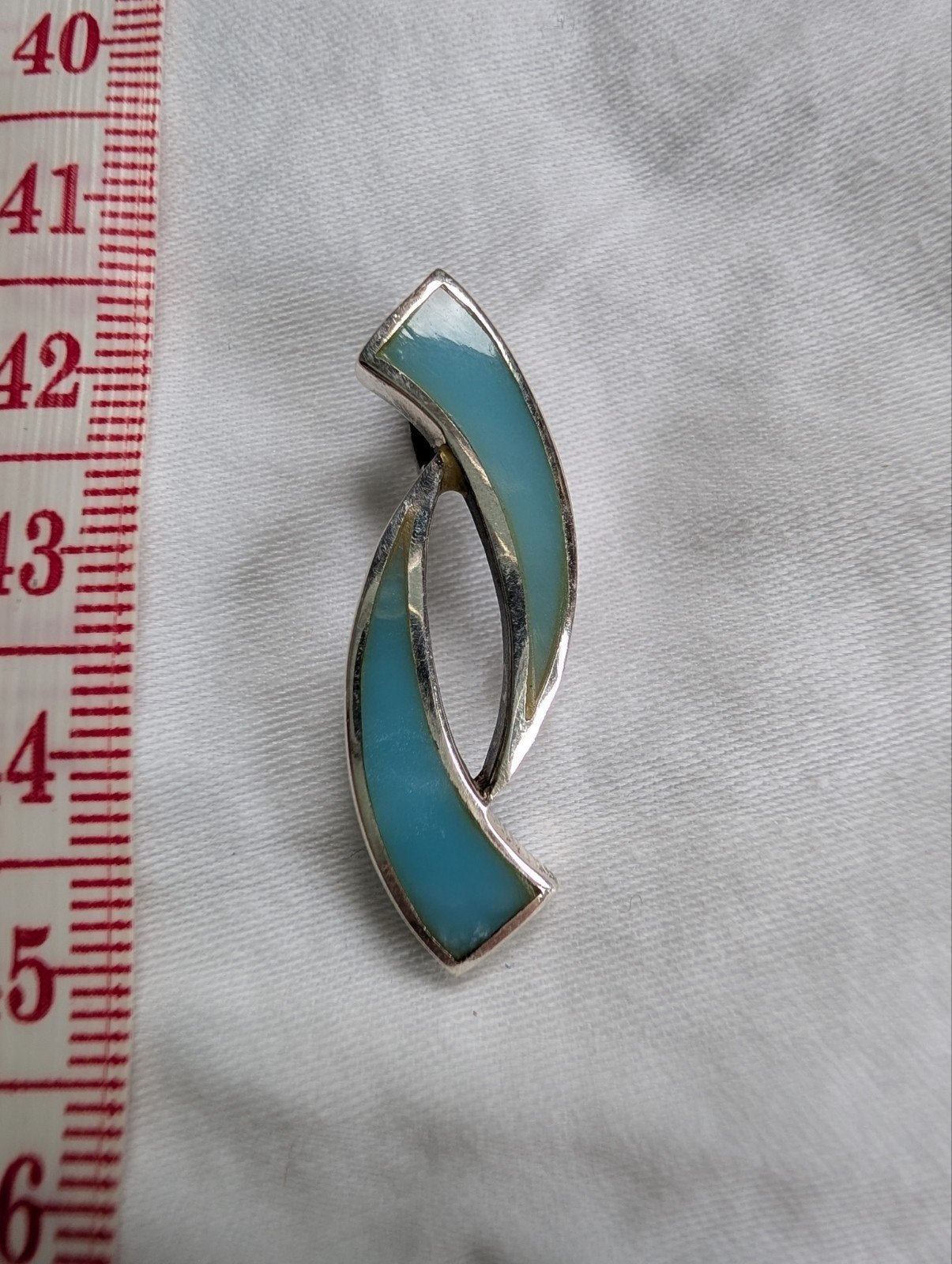 Modernistische 925 Sterling zilver kettinghanger, Ophalen of Verzenden, Gebruikt, Blauw, Zilver