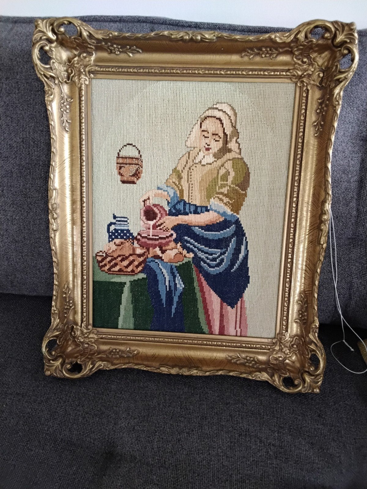 geborduurd schilderij: melkmeisje van Vermeer, Ophalen of Verzenden
