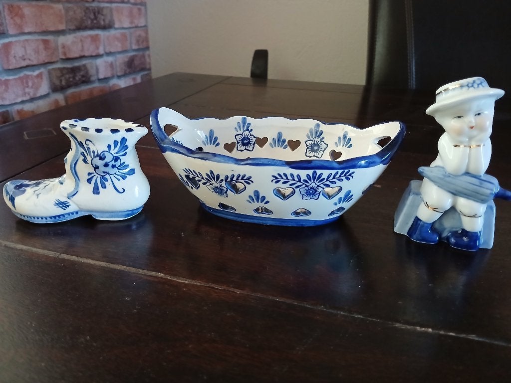 Delfts Blauw decoratie set: klomp, schaal, beeldje, Ophalen of Verzenden