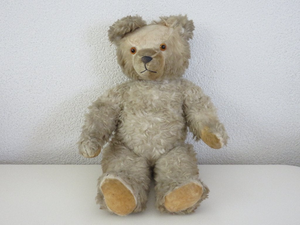 Vintage oude teddybeer ca 65 cm lang, Ophalen of Verzenden, Gebruikt, Stoffen beer, Overige merken