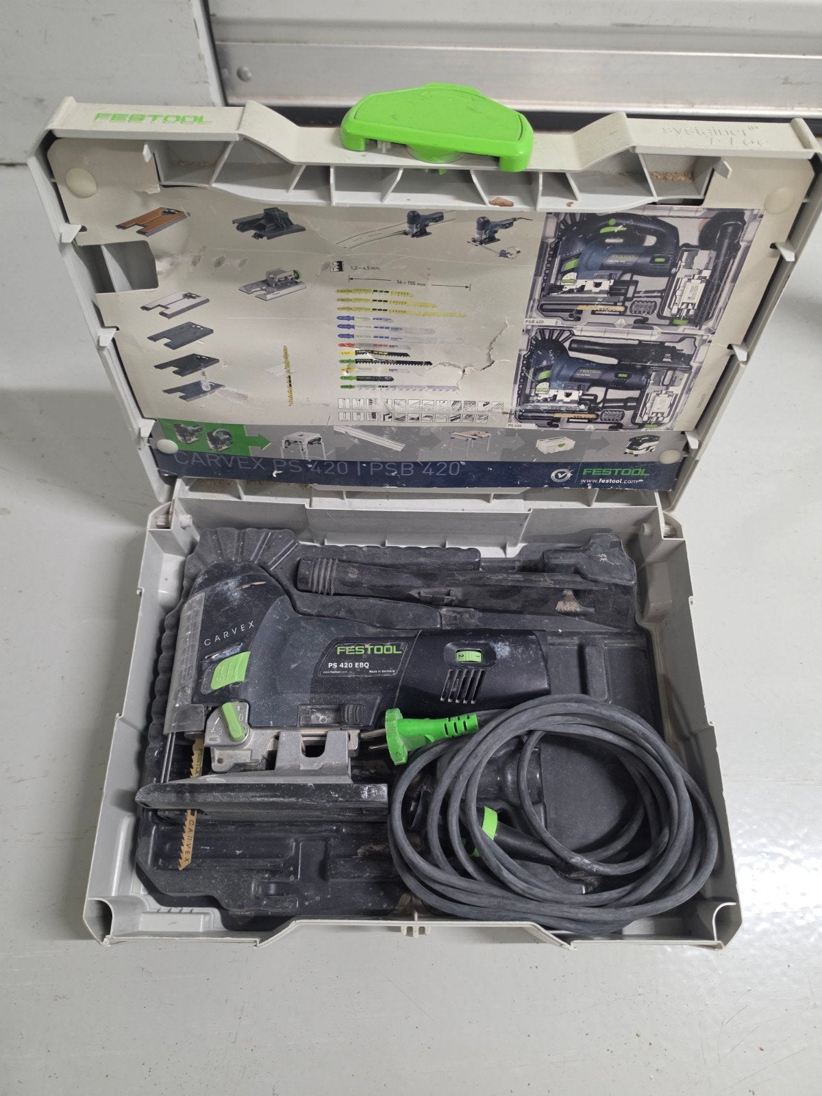 festool ps420 gebruikt!, Ophalen of Verzenden, 1200 watt of meer, Decoupeerzaag, 30 tot 70 mm