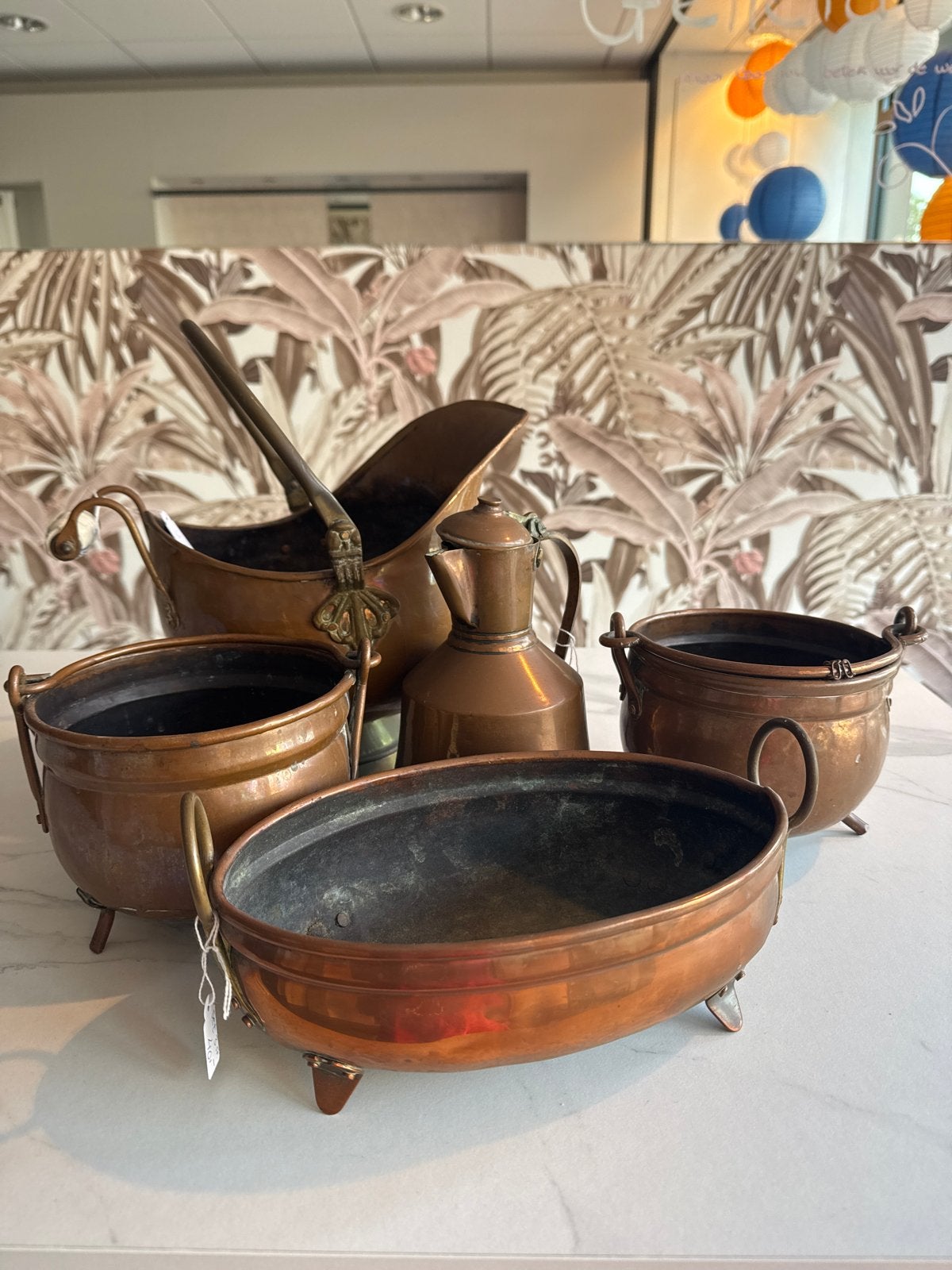 Set van 5 koperen decoratieve objecten, Ophalen, Koper