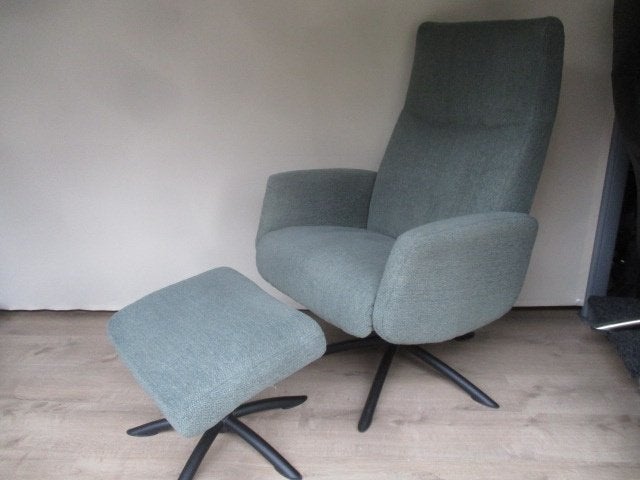 NIEUWSTAAT relax fauteuil Feelings met hocker stof groen M, 75 tot 100 cm, Ophalen of Verzenden, Zo goed als nieuw, Hout