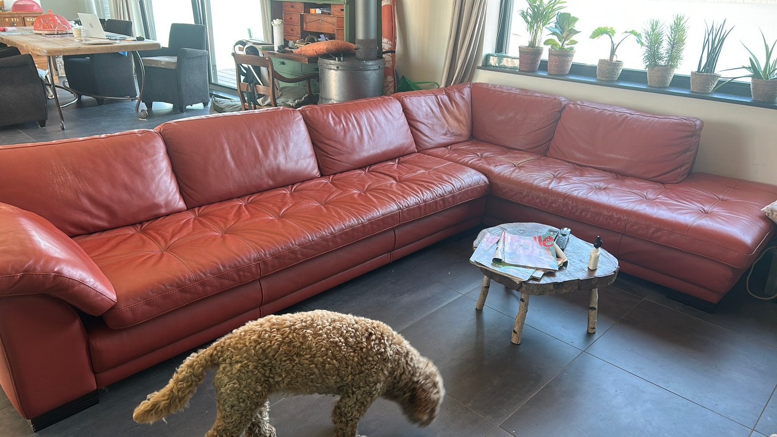 Leren hoekbank roche bobois te koop, Ophalen, Gebruikt, Leer