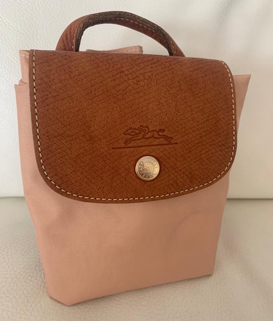 Longchamp Le Pliage rugtas in soft orange, Verzenden, Gebruikt, Overige merken, 30 tot 45 cm