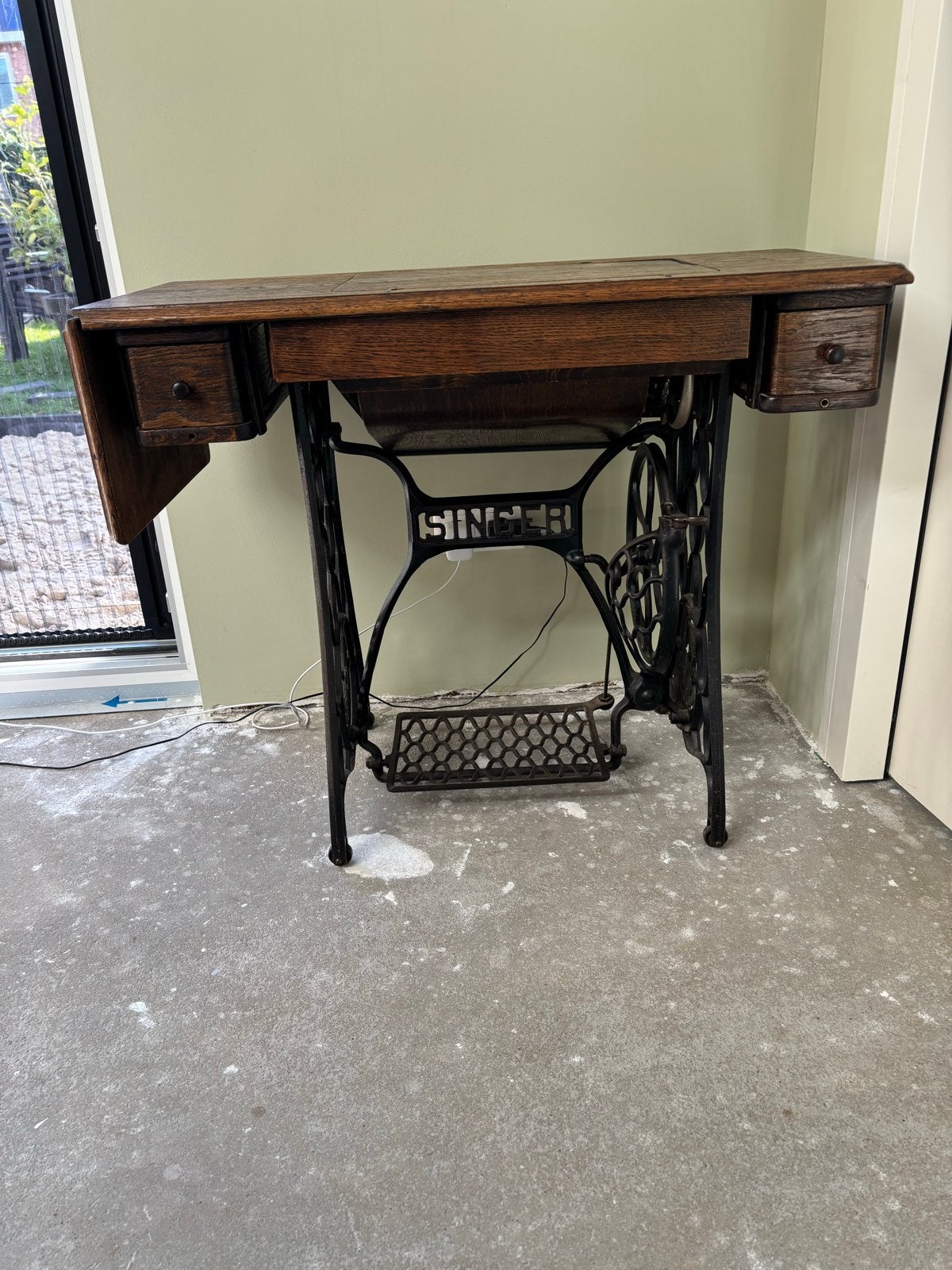 Antieke Singer Naaimachine met Houten Tafel, Antiek en Kunst, Ophalen