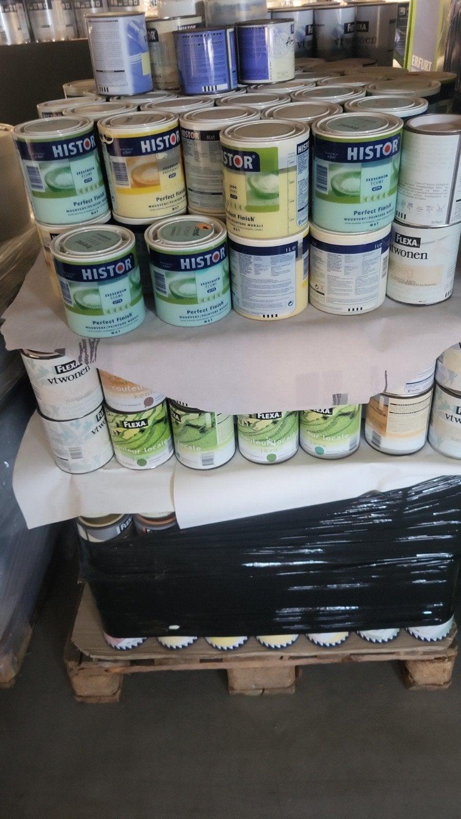 Mix pallet verf - Histor en Flexa (diverse kleuren/volumes), Ophalen