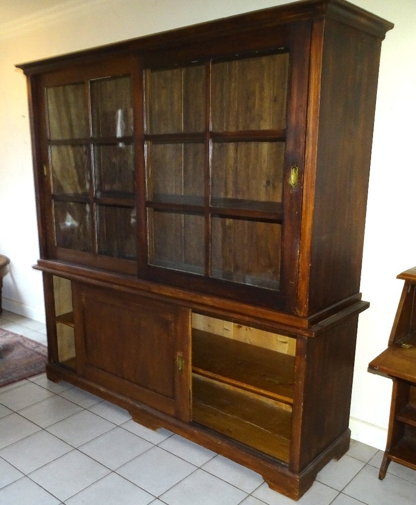 originele grenen houten vitrinekast vitrine kast servieskast, Ophalen