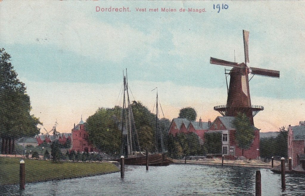 Dordrecht Vest met molen de Maagd, Verzenden, Voor 1920, Gelopen, Zuid-Holland