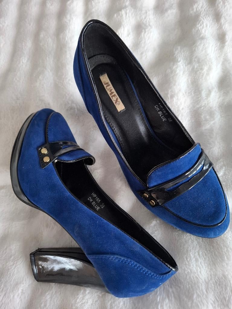 Hoge cobalt blauwe schoenen maat 38, Kleding | Dames, Schoenen, Zo goed als nieuw, Schoenen met hoge hakken, Verzenden, Blauw