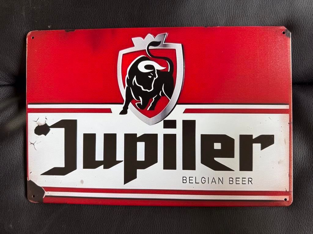 Jupiler Belgisch Bier Reclamebord - Vintage Look 30 bij 20, Ophalen of Verzenden, Gebruikt, Reclamebord