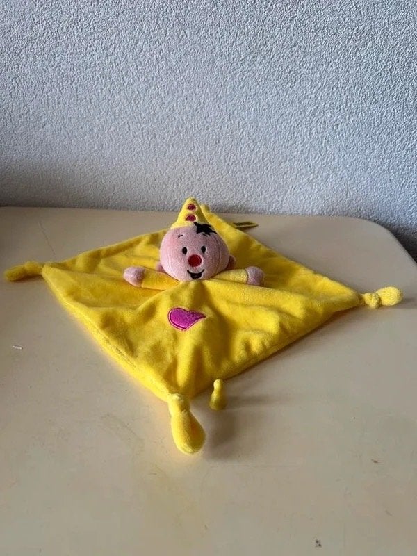 Geel Studio 100 Bumba knuffeldoekje met roze hartje, Overige merken, Geel, Overige typen, Ophalen of Verzenden