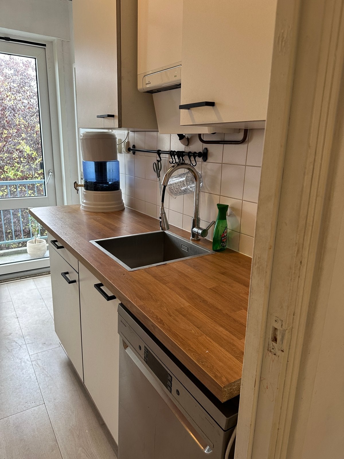 Aanrechtblad incl wasbak en kraan, Huis en Inrichting, Ophalen, Gebruikt, Wit, Enkelwandige keuken
