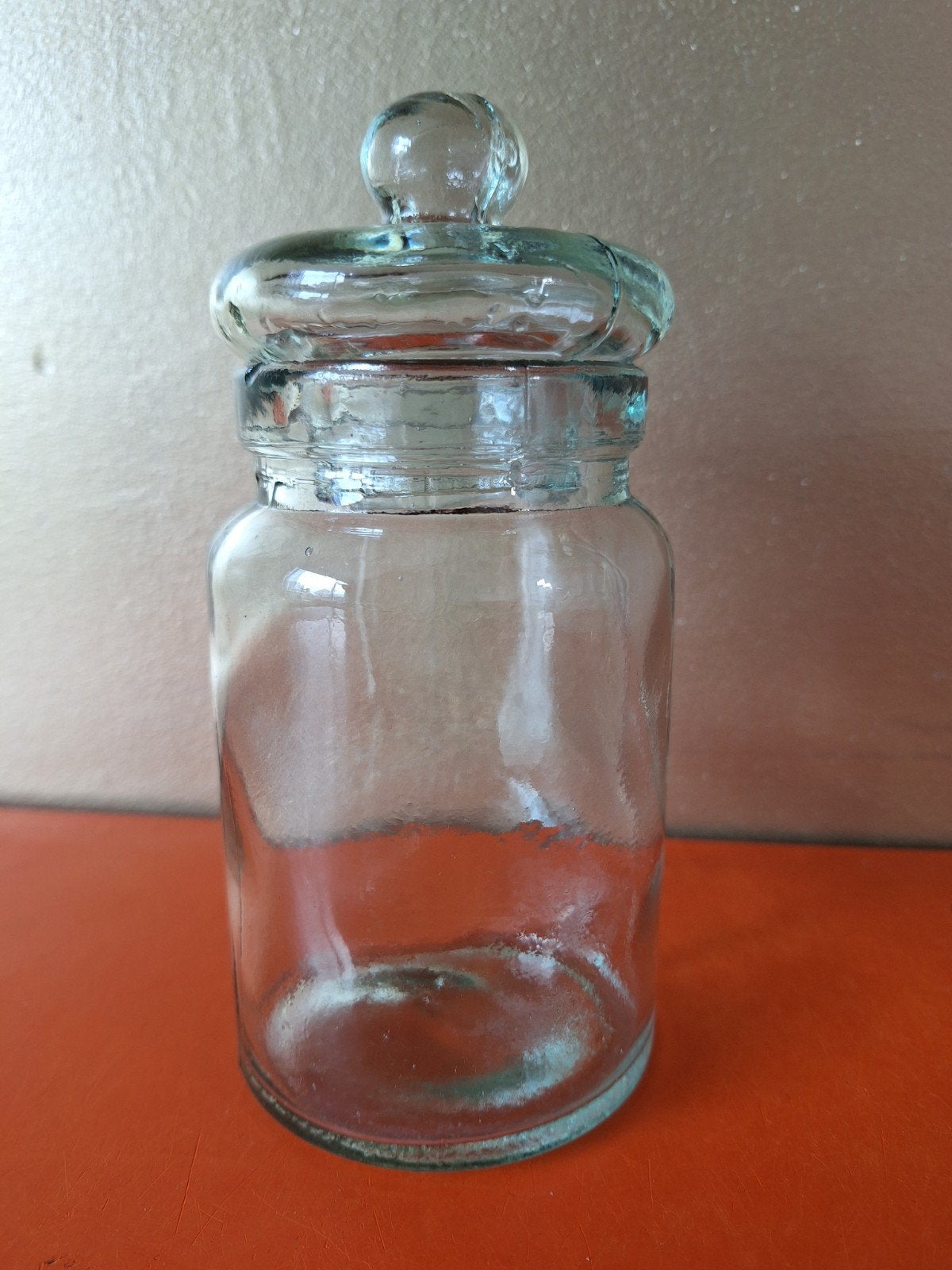 Oude glazen snoeppot, voorraadpot met glazen deksel., Ophalen of Verzenden, Gebruikt, Glas, Groen