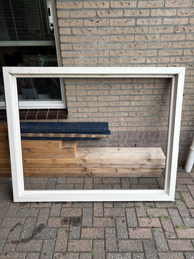 Weru kunstof Kozijnen met Dubbelglas en Draai-Kiepraam, Ophalen, Gevelraam of Ruit, Gebruikt, 160 cm of meer