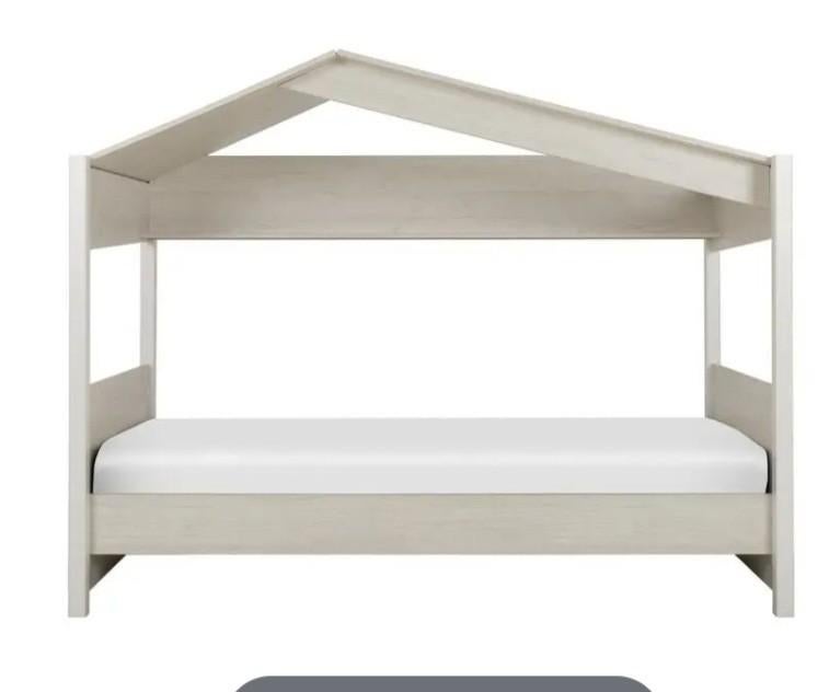 Nairobi Hutbed Whitewash Kinderbed, Ophalen, 180 cm of meer, 85 tot 100 cm, Lattenbodem