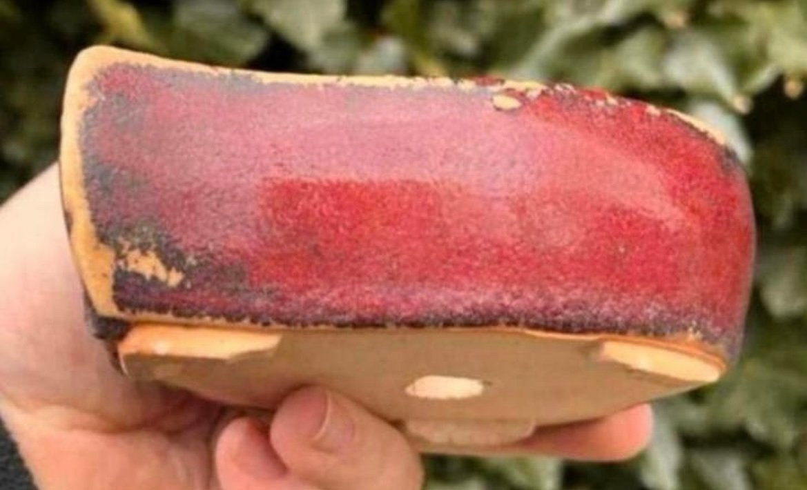 Bonsai schaal Ossenbloed rood geglazuurd 14,4x10,1x4,9, Ophalen of Verzenden, Zo goed als nieuw, Overige vormen, Aardewerk