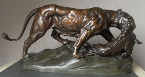Ik zoek een bronzen leeuw tijger panter, Ophalen of Verzenden, Brons