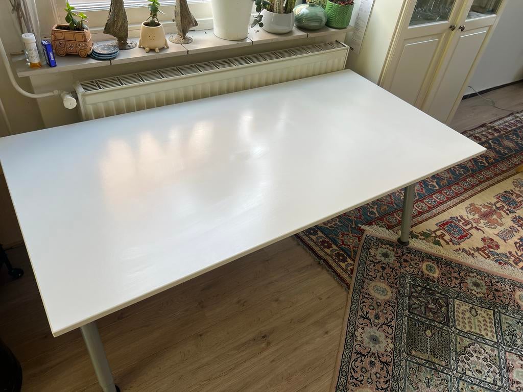 IKEA Bureau 160x80 - Wit, Ruim en Stevig, Huis en Inrichting, Ophalen, Gebruikt, IKEA, Wit