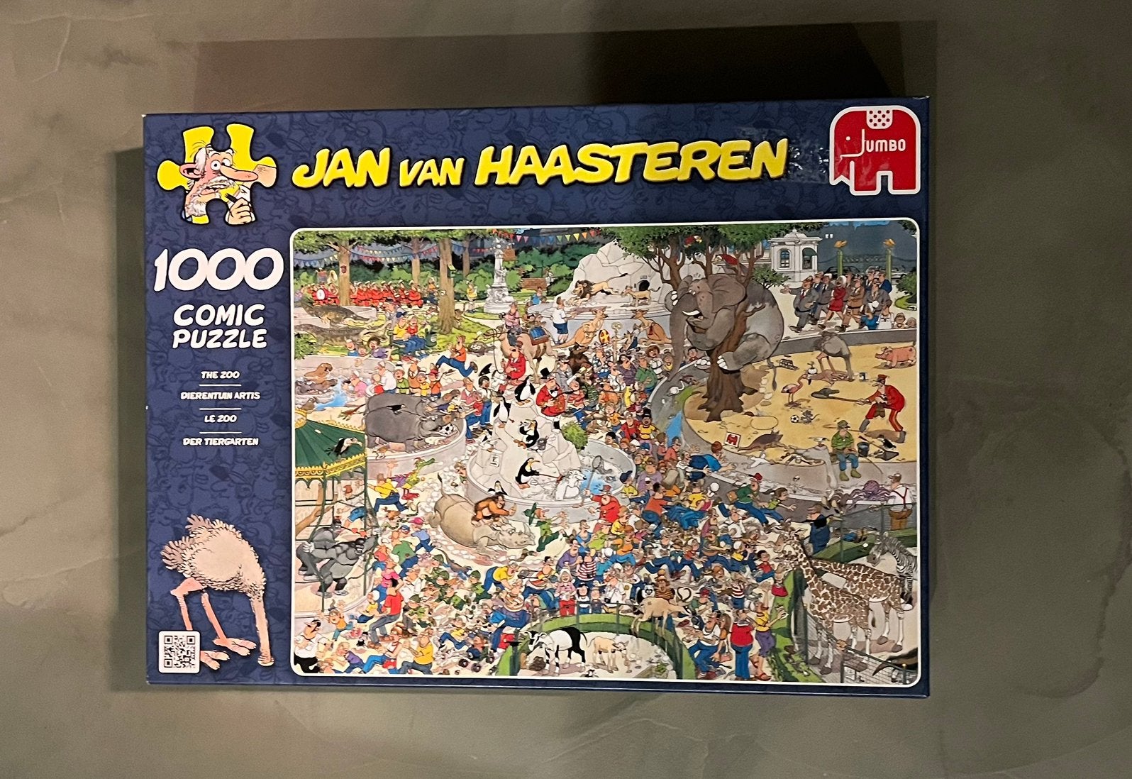 Jan van Haasteren-1000 st- dierentuin Artis-Z.G.A.N., Ophalen of Verzenden, 500 t/m 1500 stukjes, Zo goed als nieuw, Legpuzzel