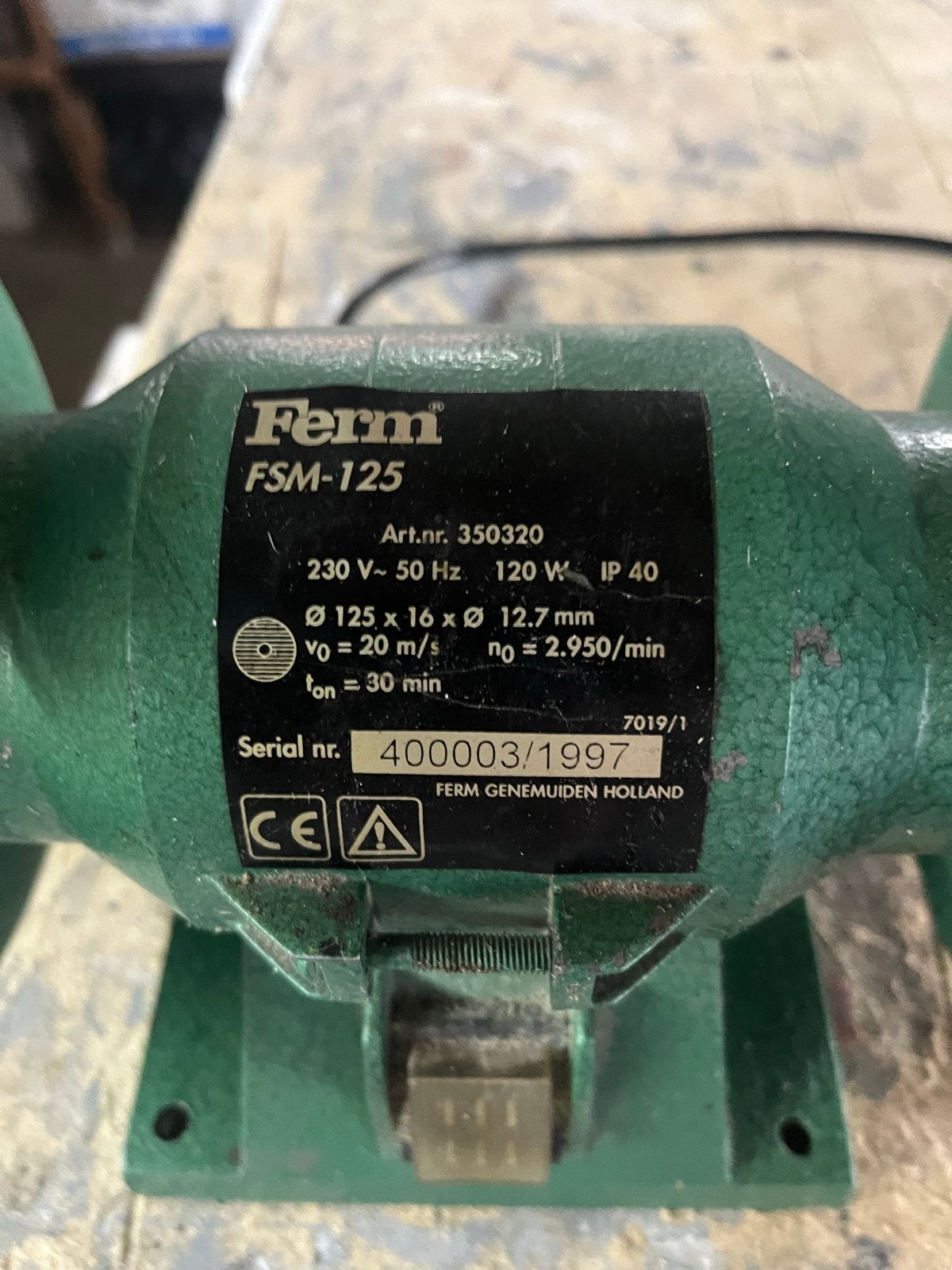 Ferm FSM-125 Werkbankslijpmachine 120W, Ophalen, Gebruikt, Minder dan 700 watt, Werkbankslijpmachine
