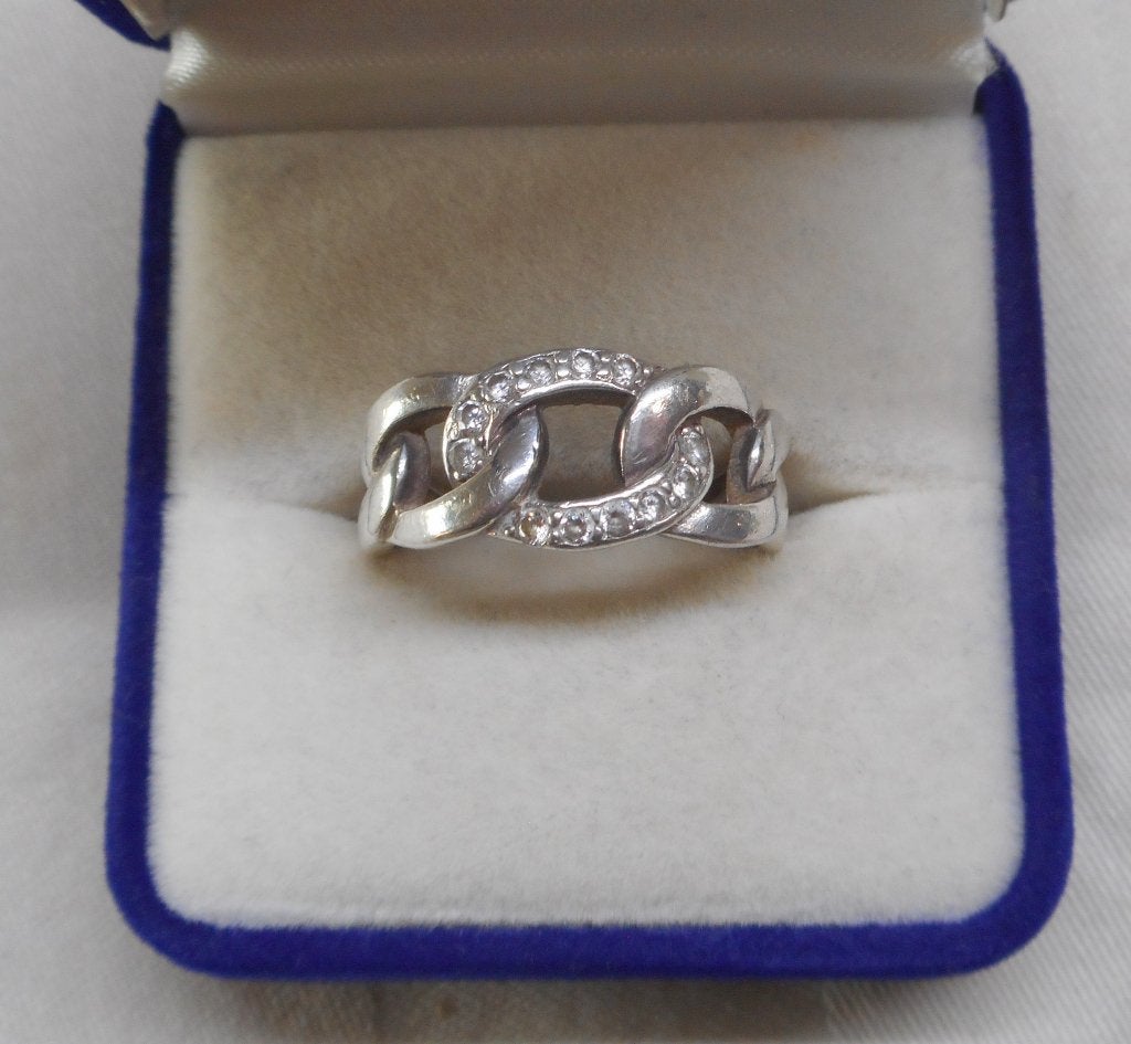 Zilveren ring met steentjes maat 18 nr.222, 18 tot 19, Verzenden, Zo goed als nieuw, Dame