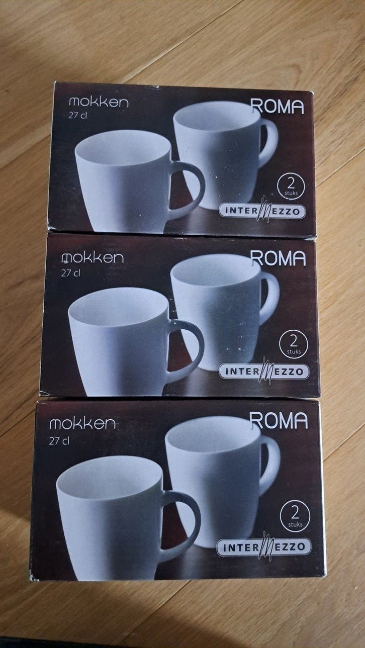 Intermezzo Roma Mokken - Set van 6 (3x2 stuks), Overige typen, Nieuw, Ophalen of Verzenden, Steen/keramiek