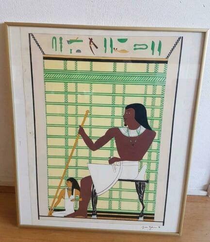 schilderij verf op papier. Egypte Farao Gerda Dijkman, Antiek en Kunst, Ophalen