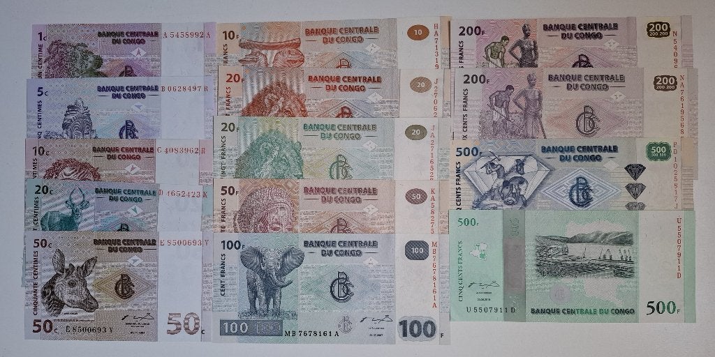 CONGO 14 bankbiljetten, Postzegels en Munten, Ophalen of Verzenden, Overige landen, Setje