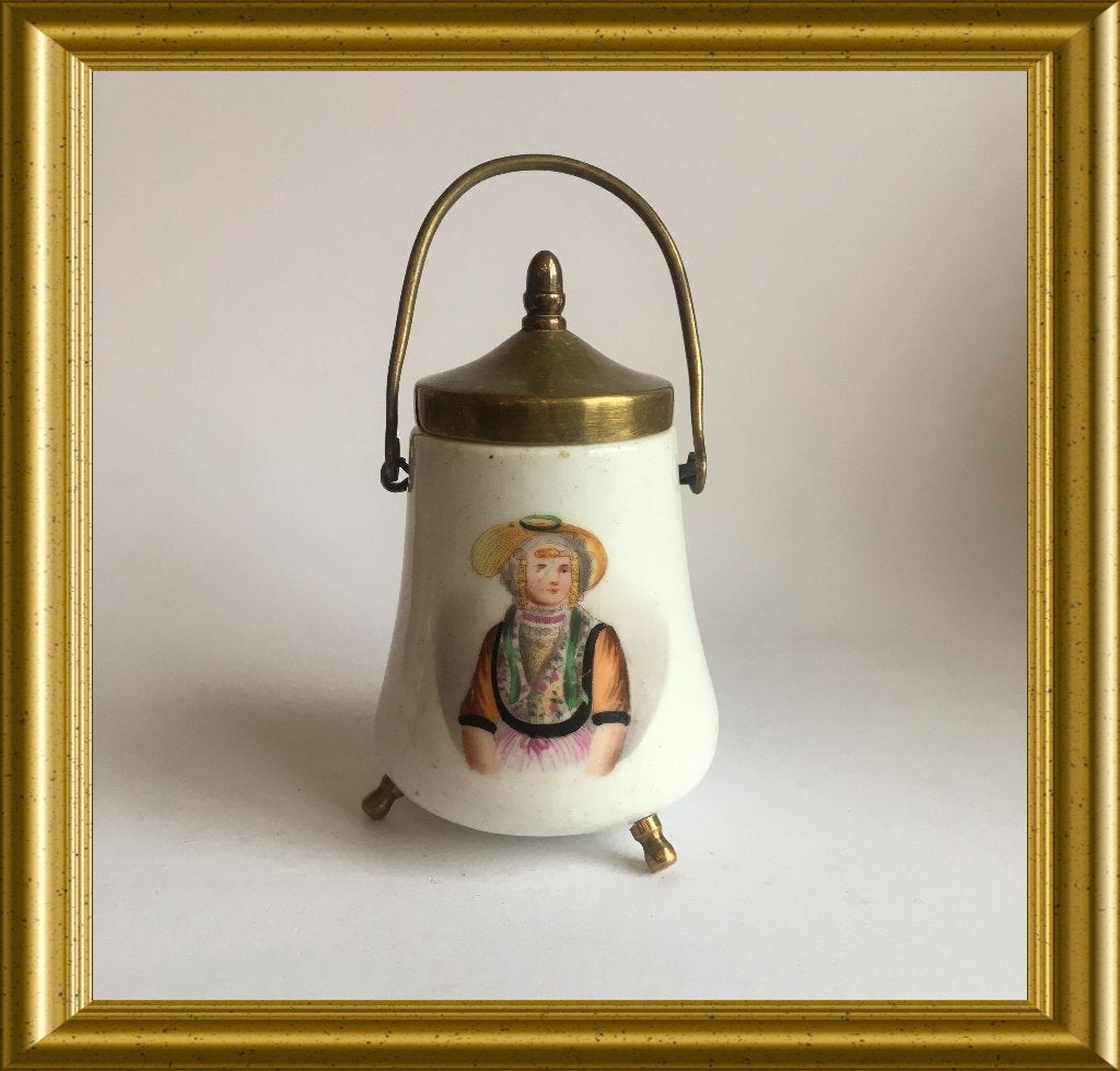 Antieke porseleinen luciferhouder, Antiek en Kunst, Ophalen of Verzenden