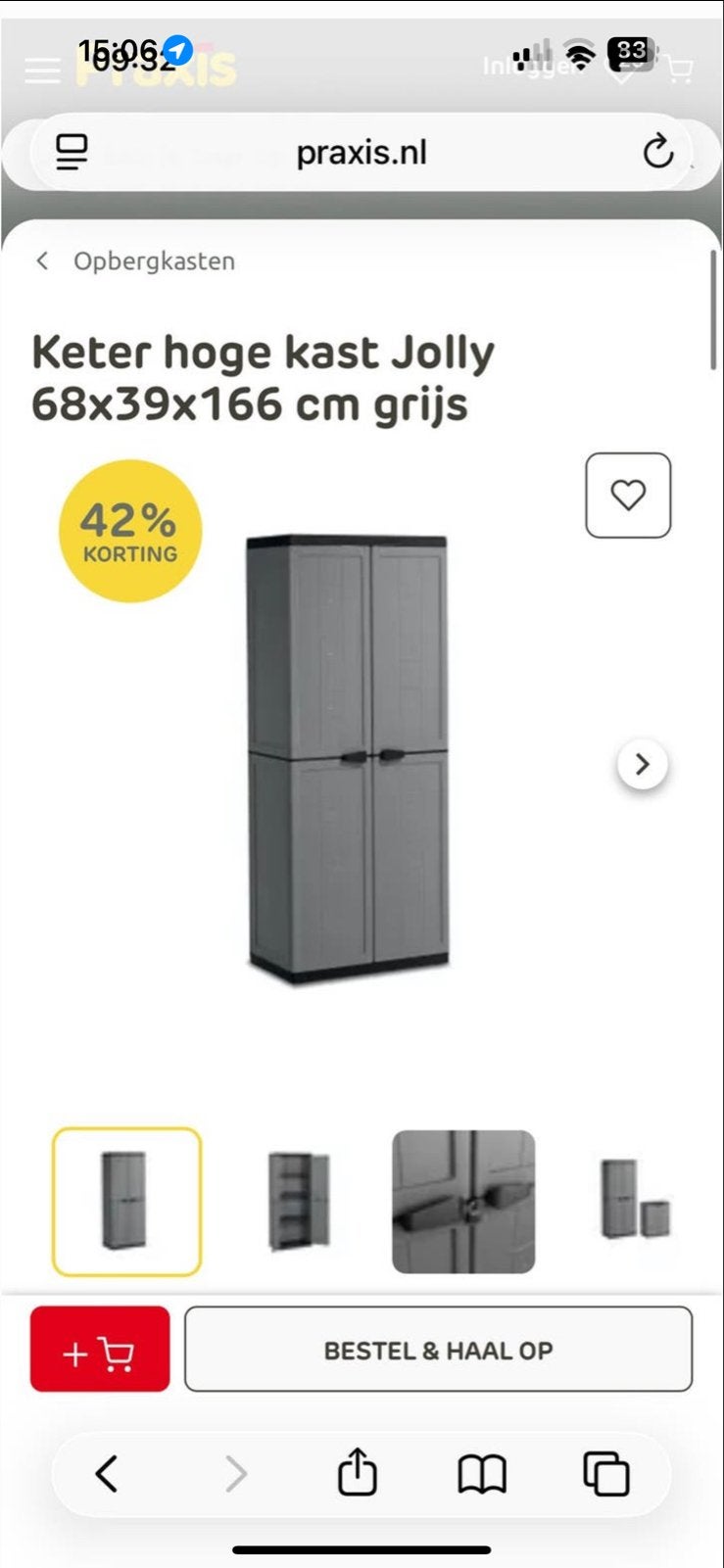 Keter hoge buiten kast Jolly, Tuin en Terras, Bergingen en Tuinkasten, Zo goed als nieuw, Overige typen, Kunststof, Ophalen