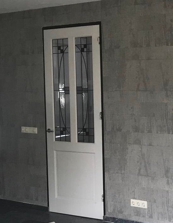 Weekamp Landelijke Binnendeur met Glas-in-lood, Gebruikt, 80 tot 100 cm, 215 cm of meer, Binnendeur