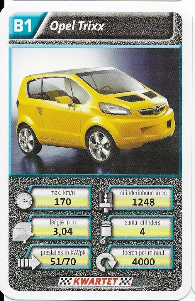 Kw4274 autokaartje b1 opel trixx, Ophalen of Verzenden, Zo goed als nieuw, Auto's