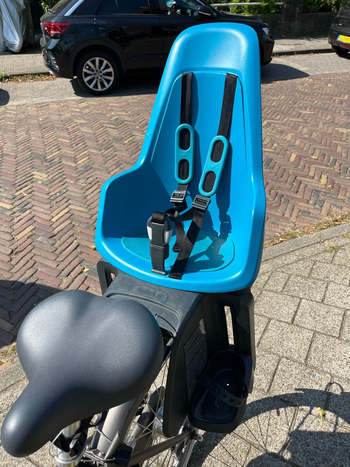 Bobike achterzitje - fietszitje met voetsteunen - Blauw, Ophalen, Gebruikt, Achterzitje, Voetsteuntjes