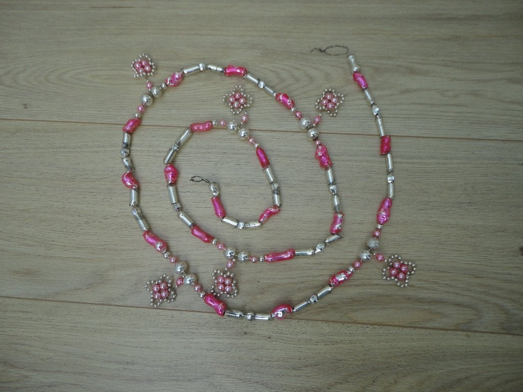 Mooie bijzondere oude glazen kerstkralenketting 1.50 meter, Diversen, Ophalen of Verzenden, Gebruikt