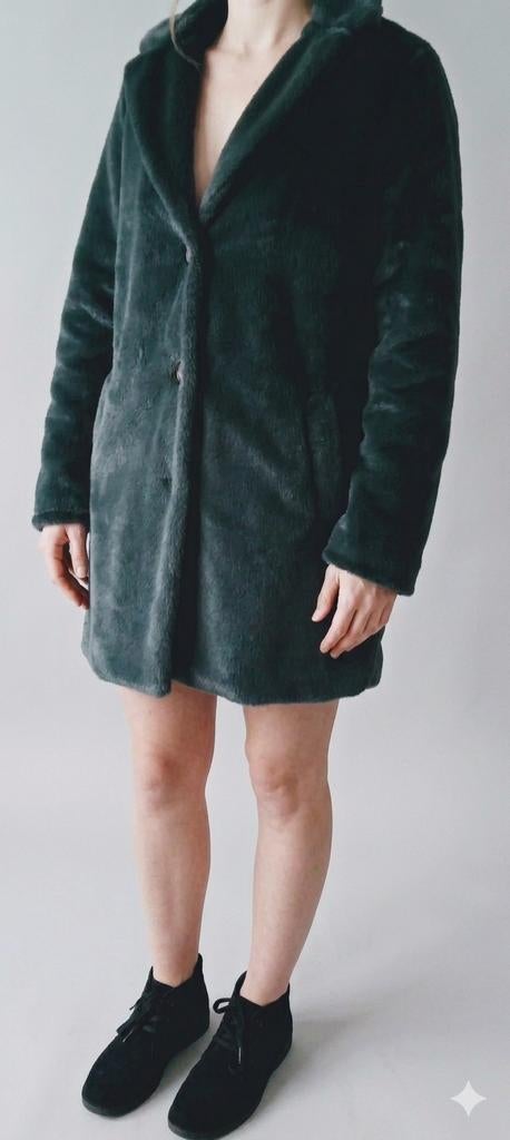 Donkergroene Faux Fur Jas maat s, Kleding | Dames, Jassen | Winter, Zo goed als nieuw, Maat 38/40 (M), Groen, Ophalen of Verzenden