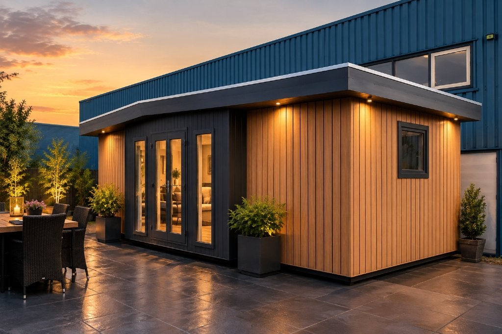 Luxe chalet 11 x 3,7/4 meter, 43m2, Caravans en Kamperen, Tot en met 4