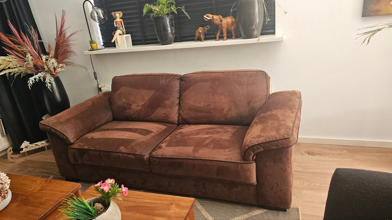 te koop 2,5 zits microleder bank cognac, Ophalen, Gebruikt, Overige maten, 75 tot 100 cm