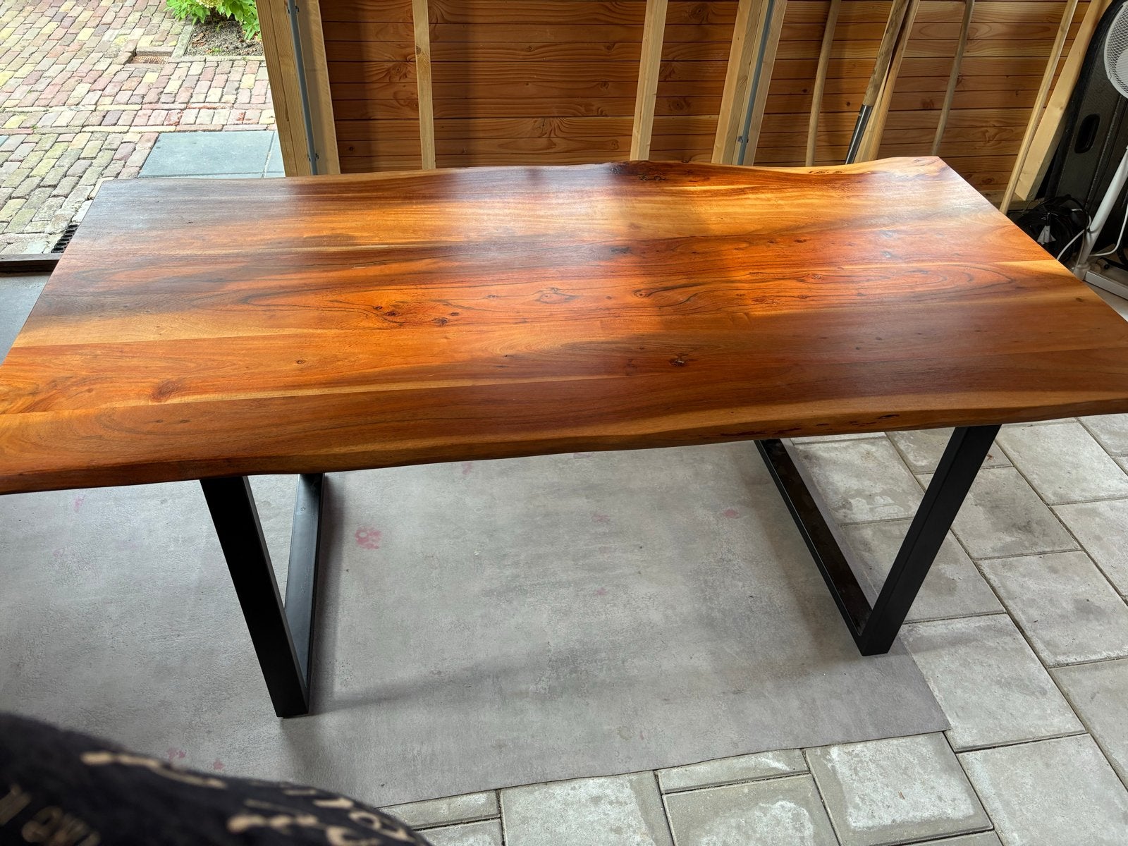 Massief houten eettafel - 180x90x77 cm, Ophalen, Gebruikt, 50 tot 100 cm, 150 tot 200 cm