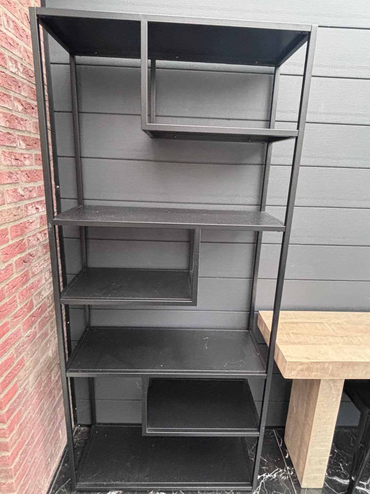 Vakkenkast zwart metaal, Huis en Inrichting, Ophalen, Gebruikt, Minder dan 150 cm, Metaal