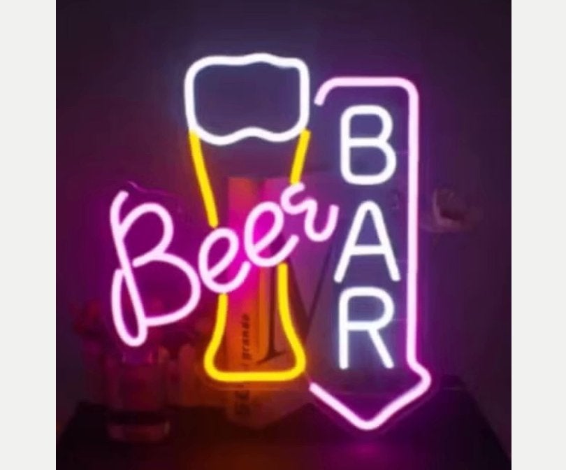 LED lamp neon stijl Beer Bar (38x32cm), Ophalen of Verzenden, Nieuw, Lichtbak of (neon) lamp