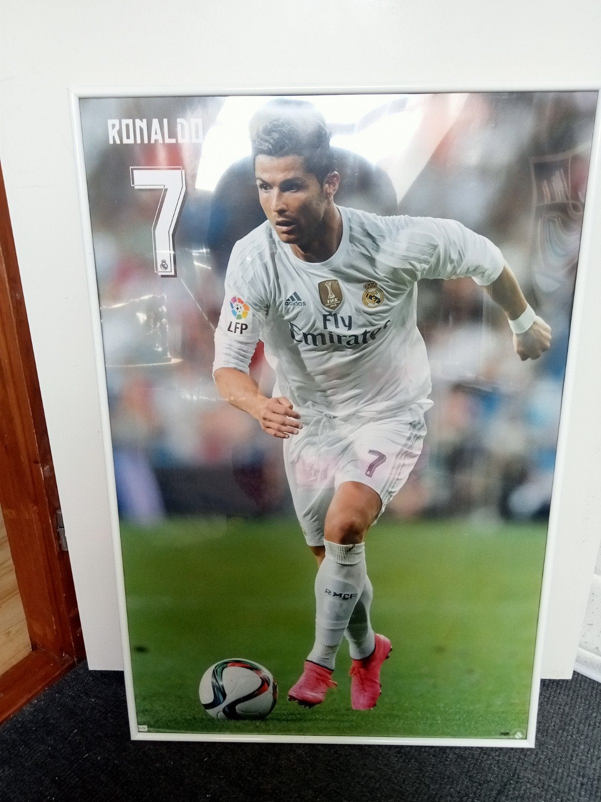 Ingelijste voetbalposters: Ronaldo, Zlatan, Isco, Mbappé, Ophalen, 50 – 75, Minder dan 50 cm, Zo goed als nieuw