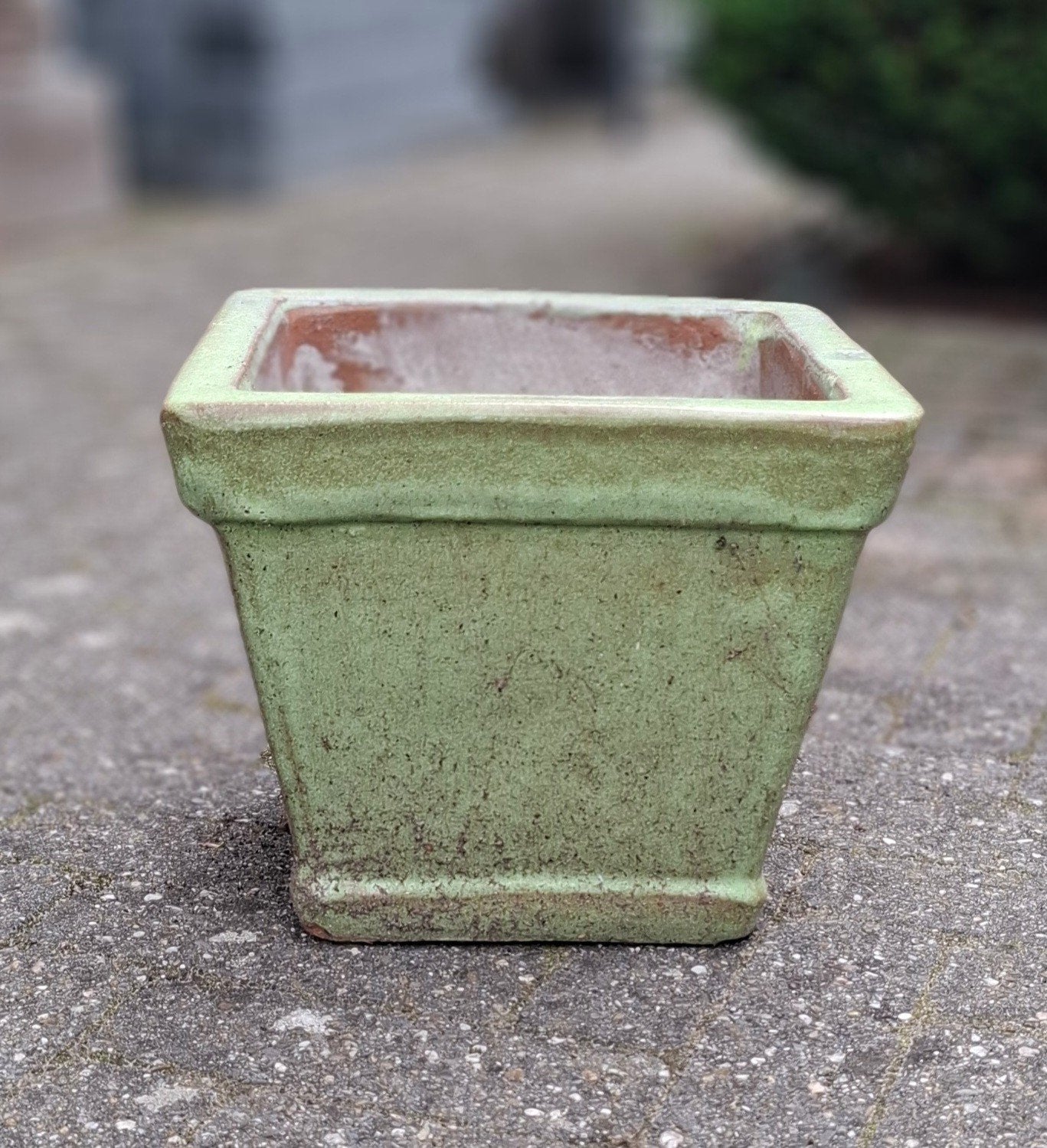 Set van 3 Zware Terracotta Bloempotten (Geglazuurd Groen), Ophalen, Steen, Gebruikt, Minder dan 30 cm