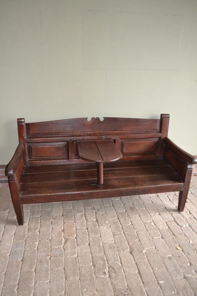 Prachtige antieke eiken houten stationsbank, halbank., Verzenden
