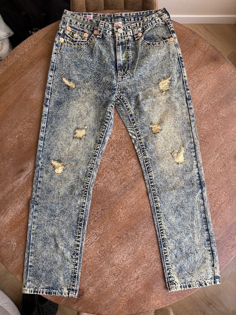 True Religion jeans acid wash blauw, W36 - W38 (confectie 52/54), Blauw, Nieuw, True Religion