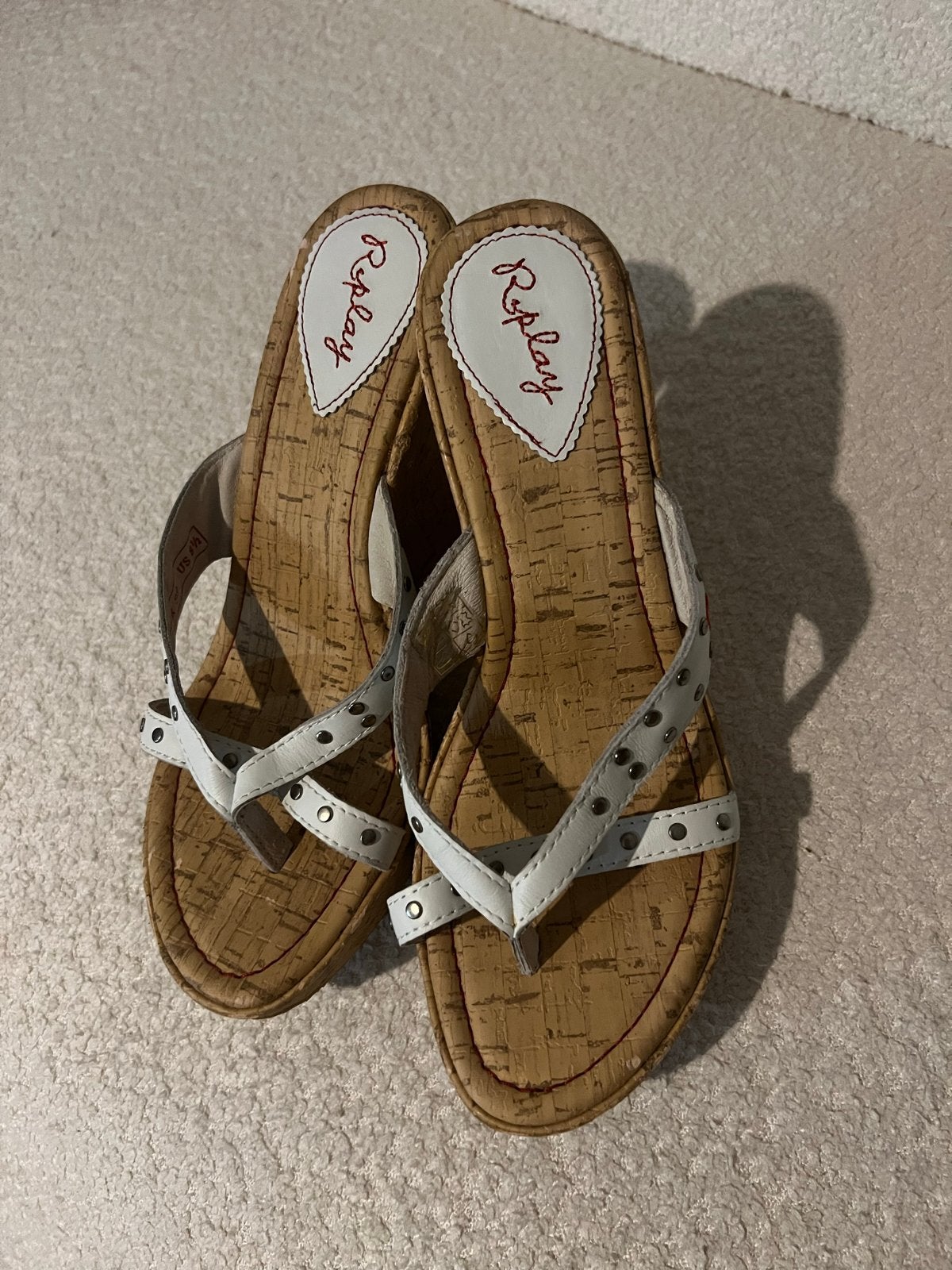 Replay slippers/sandalen maat 39, Slippers, Wit, Ophalen of Verzenden, Gedragen