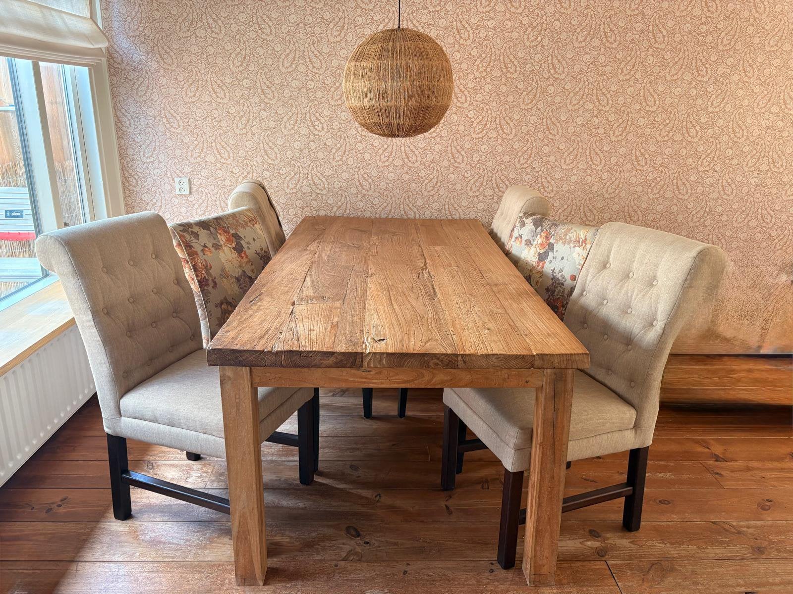 Eettafel met zes stoelen 2.00x1.00, Ophalen, Gebruikt, Landelijk, 4 tot 6 stoelen