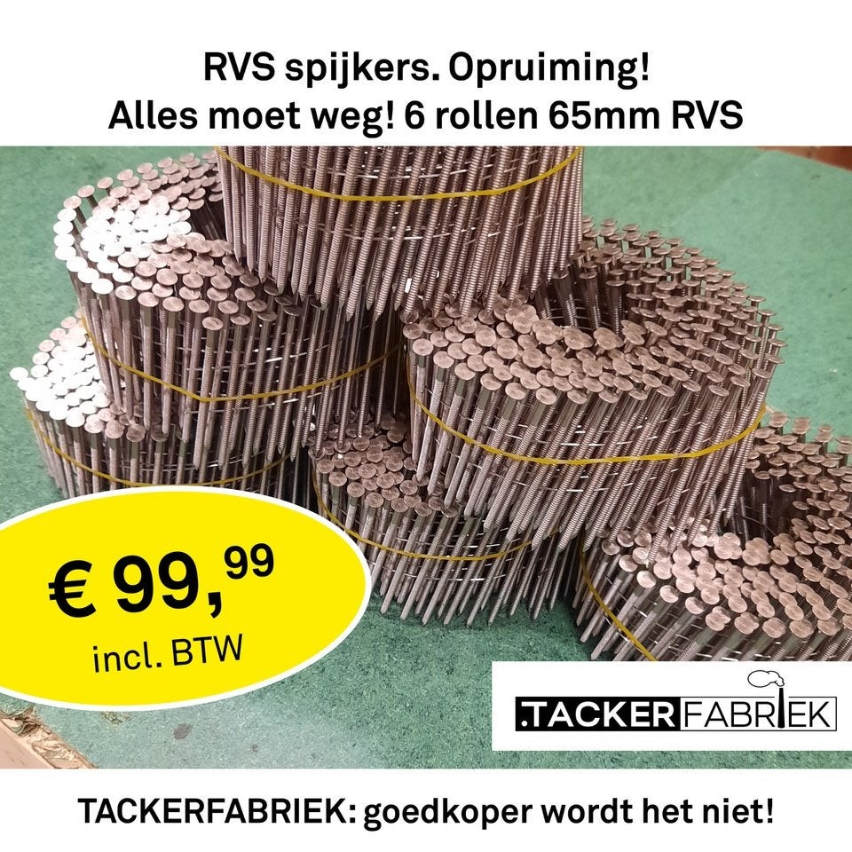 SPOELNAGELS VOOR TACKERS . ROESTVRIJSTAAL, Ophalen of Verzenden, Nieuw, Spijkers, Rvs