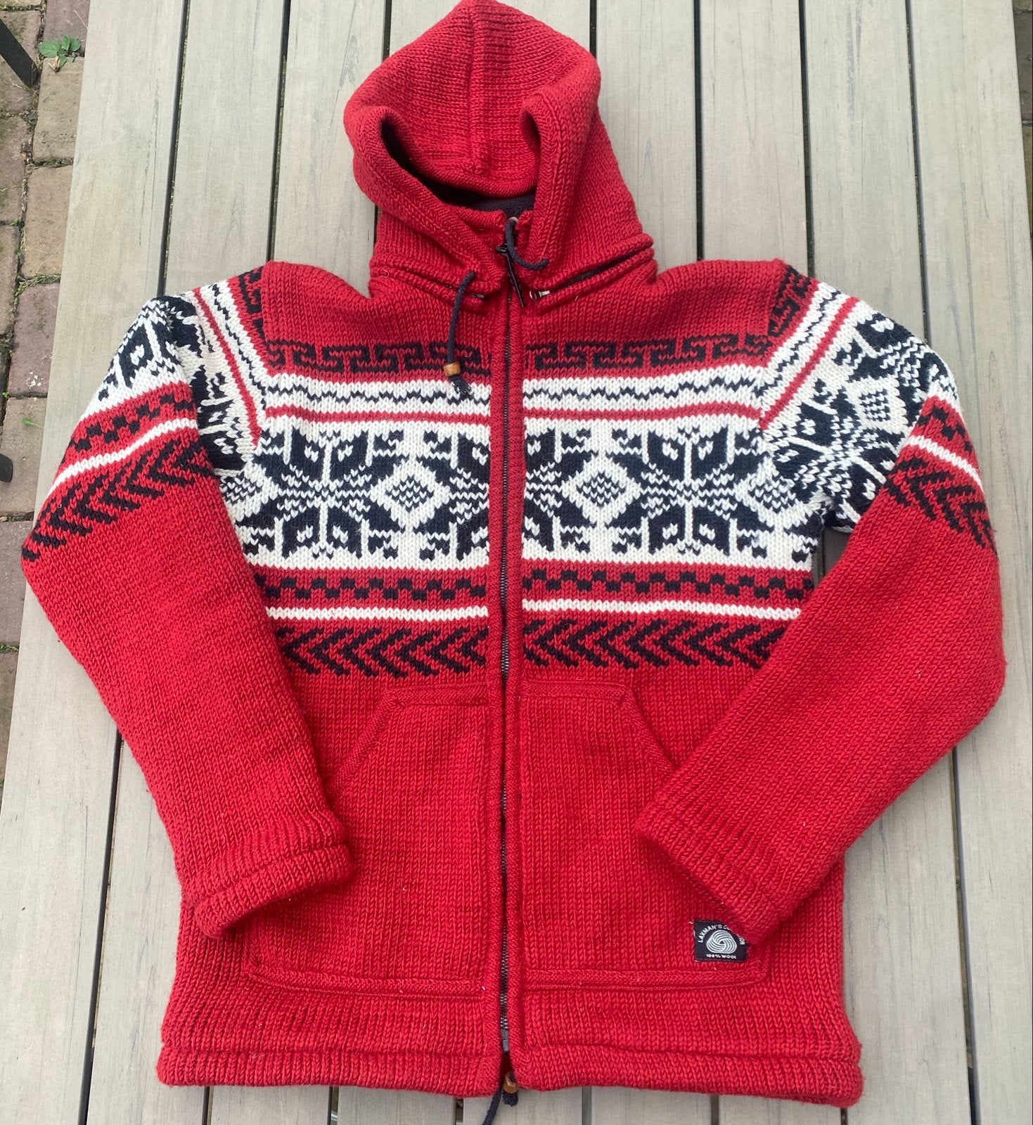 Laxman heren vest fleece gevoerd met afritsbare muts, Ophalen of Verzenden, Zo goed als nieuw, Maat 52/54 (L), Rood